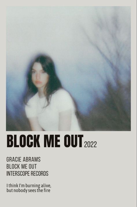 Gracie Abrams Music Poster, Gracie Abrams Album Poster, Block Me Out Gracie Abrams, Camden Gracie Abrams, Gracie Abrams Songs, Polaroid Album Cover, Gracie Abrams Polaroid, Music Poster Aesthetic, Polaroid Songs