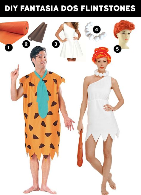 DIY Fantasia de Flintstones para Casal. Carnaval Diy, Diy Fantasia, Hallowen Ideas, Halloween Costumes Makeup, Fantasias Halloween, Retro Party, Trunk Or Treat, Costume Makeup, Purim