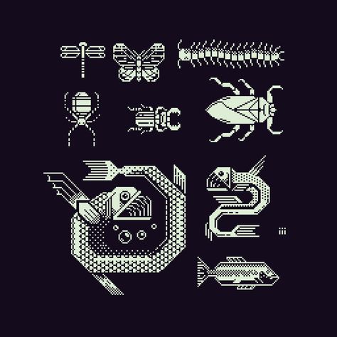 Pixel Tattoo 8 Bit, Modern Pixel Art, Divoom Pixel Art, 1 Bit Art, Pixel Art Poster Design, Weird Pixel Art, 8 Bit Design, Pixel Art Graphic Design, Pixel Art Monochrome