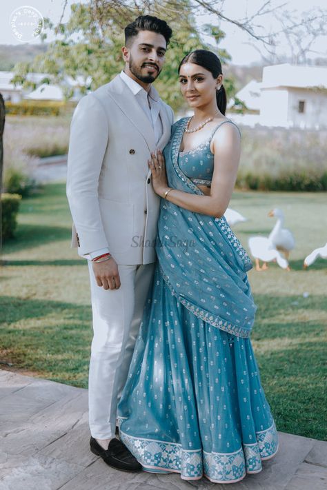 This Couple's Pre-wedding Look will Calm your Hearts like Never Before! | ShaadiSaga Roka Poses, Indian Skirts, Couple Wedding Dress, Indian Outfits Lehenga, Wedding Photoshoot Poses, Indian Wedding Photography Poses, Couple Dress, Indian Bridal Dress, Indian Makeup