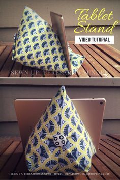 Video tutorial: quick and easy tablet stand - iPad holder Ipad Holder Diy, Diy Ipad Stand, Ipad Holder, Sew Ins, Beginner Sewing, Diy Holder, Ipad Stand, Small Sewing Projects, Patchwork Quilting