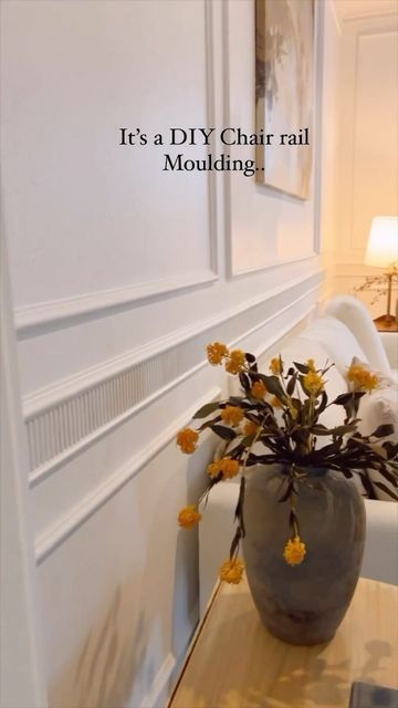 Chair Molding Ideas, Chair Rail Ideas, Chair Molding, Before After Design, Chair Rail Moulding, New House - Kitchen, Chair Rail, Instagram Diy, Diy Chair