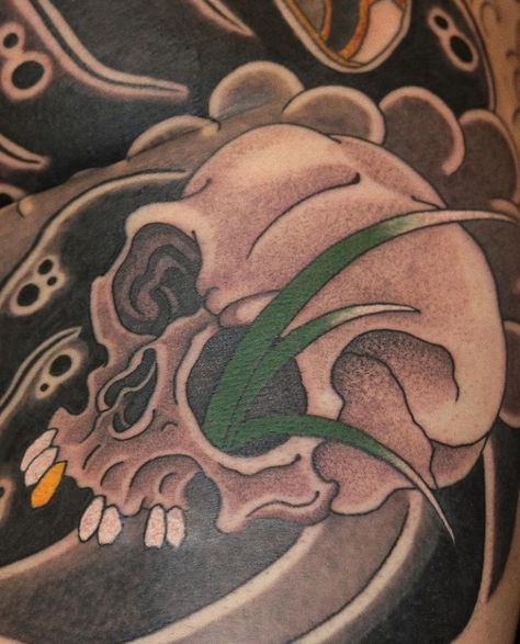 Traditional Japanese Skull Tattoo, Skull Tattoo Japanese, Japanese Skull Tattoo Design, Japanese Skull Tattoo, Skull Samurai, Japanese Skull, Traditional Japanese Tattoo Designs, Tattoo Japanese Style, Skull Reference