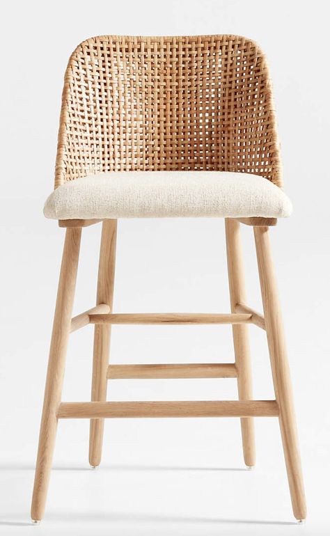 28 Best Rattan Bar Stools That Are Stunning 2024 - Happily Inspired Wicker Bar Stools, Rattan Counter Stools, High Dining Table, Rattan Bar, Fabric Bar Stool, Rattan Stool, Rattan Bar Stools, Bar Stools Kitchen Island, Coastal Aesthetic