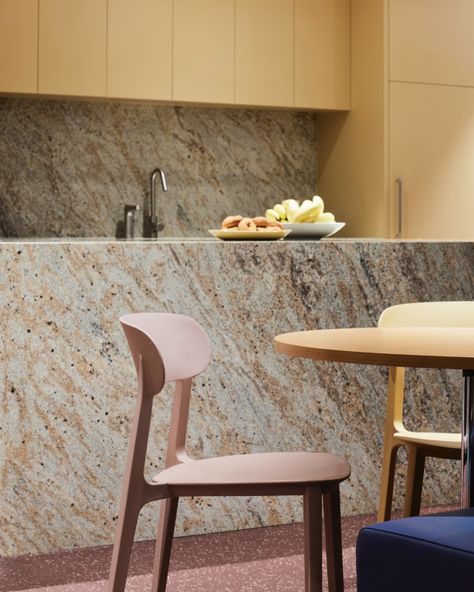 A pop of colour! We supplied #YellowRain quartzite to The Living Room by @youthprojects, a place of protection, belonging and comfort for people who are, or at risk of, experiencing homelessness. This interior design features a warm, blush-toned palette, creating a calming and inviting atmosphere. Yellow Rain showcases rich textures and subtle shades of grey, beige and darker brown. The stone adds depth and a touch of luxury, grounding the space with a timeless elegance! • Discover more abo... Studio Tate, Architecture Practice, Holistic Care, Urban Setting, Intelligent Design, Grey Beige, Brick Wall, Shades Of Grey, Kitchen Ideas