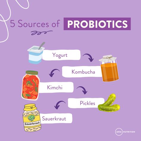 While you can easily get probiotics in supplemental form, you can also find them naturally in fermented foods! ⁠ ⁠ What is your favorite source of probiotics?⁠ ⁠ #mrmnutrition #guthealth #gutmicrobiome #probiotics #fermentedfoods #balancedbyMRM ⁠ Sources Of Probiotics, Probiotic Yogurt, Back Stretches For Pain, Health Guru, Probiotic Foods, Gut Microbiome, What Is Your Favorite, Fermented Foods, Kombucha