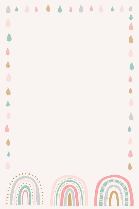 Pink frame, doodle cute pastel | Premium Vector - rawpixel Boho Rainbow Wallpaper, Frame Doodle, Rainbow Doodle, Picture Template, Rainbow Border, Cute Frame, About Rainbow, Background Sky, Cute Background