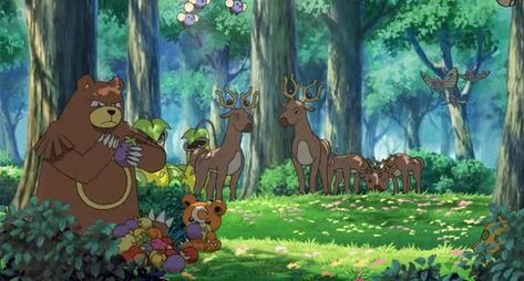 Forest Pokémon Forest Pokemon, Pokemon Forest, Pokemon Show, Bird Pokemon, Pokemon Movies, Fantasy Forest, Painting Art Lesson, Mystical Creatures, X Reader