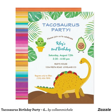 Taco Twosday, Party Dinosaur, Dinosaur Birthday Party Decorations, Party Frame, Dinosaur Birthday Invitations, Taco Party, Fiesta Birthday, Birthday Invites, 2nd Year