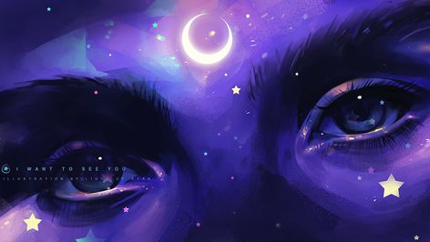 xinxin liu - X to D（82/119） Dreamy Art, Eye Art, Purple Aesthetic, An Eye, الرسومات اللطيفة, Pretty Art, Aesthetic Art, Art Boards, Art Girl