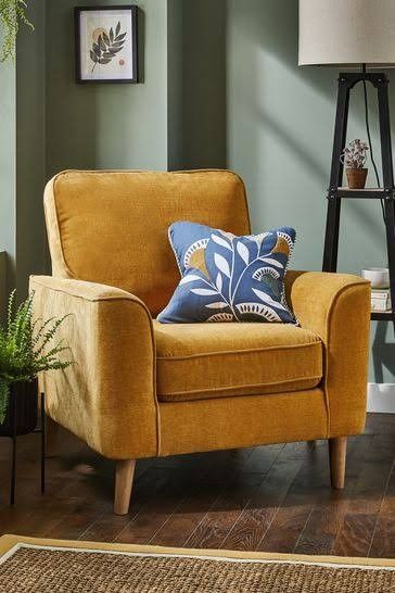 Living Room With Yellow Accent Chair, Comfy Accent Chairs For Bedroom, Mustard Accent Chair, Lounging Chair, Mustard Chair, Mustard Sofa, Mustard Living Rooms, Mustard Armchair, Reading Nook Chair