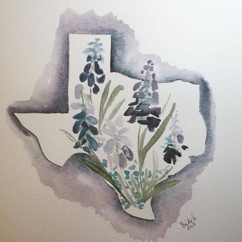 Bluebonnet Watercolor, Clipboard Art, Texas Watercolor, Watercolor Postcard, Indian Paintbrush, Texas Art, Watercolor Ideas, Watercolor Art Lessons, Crazy Quilt