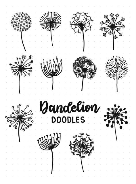 Dandelions Drawings Easy, Drawing A Dandelion, Dandelion Doodle Simple, Drawing Of Dandelion Flower, Dandelions Doodles, Dandelion Sketch Simple, Line Art Dandelion, Dandelion Drawing Tutorial, Dandelion Line Drawing