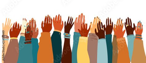 Stock Image: Illustration of a people's hands with different skin color together facing up. Race equality, feminism, tolerance art in minimal style. Equality Illustration, Tolerance Art, Race Equality, Different Races, Minimal Style, Minimal Fashion, Skin Color, Image Illustration, Stock Vector