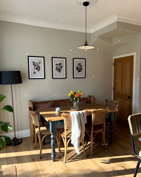 Our kitchen/diner is west facing so we get the late sun and what a show it’s putting in for us! This one’s for you @thecobbles2023 showing you my dud disco ball 😂 #kitchendiner #diningtable #diningchair #flowers #wallart #discoball West Facing Kitchen, Kitchen Diner, Disco Ball, First Home, Diner, Dining Chairs, Dining Table, Sun, Flowers