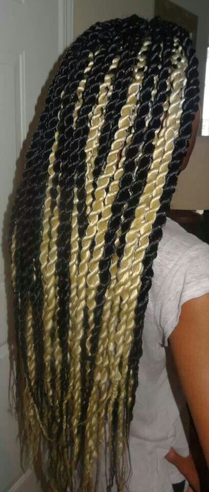 Black and blonde twists. I like these Black And Blonde Twists, Blonde Twists, Blonde Ideas, Protective Hair, Beautiful Black Hair, Twist Styles, Hair Twist Styles, Black And Blonde, Locs Hairstyles