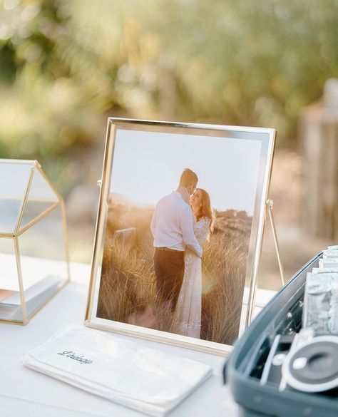 One of the best ways to dress up your welcome table is by adding a few framed engaged photos. Personal touches make a huge difference in bringing the overall design together for a warm, inviting display. 📸 @sydneyjai_photography Party Photo Display, Engaged Photos, Overall Design, Welcome Table, Your Welcome, Party Photos, Photo Displays, Engagement Party, Personal Touch