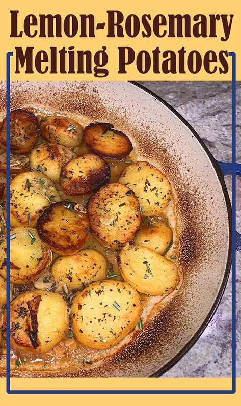 Steak And Spinach, Melting Potatoes, Potato Side Dish, Pan Seared Steak, Rosemary Potatoes, Lemon Potatoes, Lemon Rosemary, Seared Steak, Potato Sides