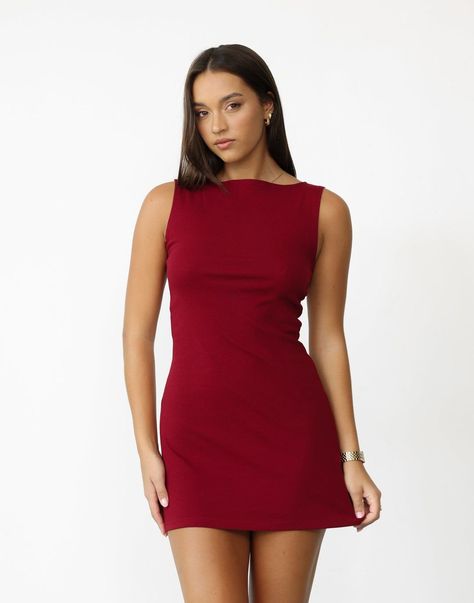 Dress Wine, Garment Fabric, Diy Couture, Red Mini Dress, Wine Red, Boat Neck, Effortless Style, Aesthetic Clothes, Fashion Inspo Outfits