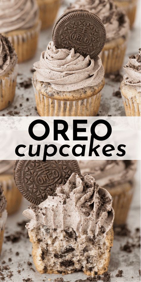 Get ready to make the best homemade oreo cupcakes topped with oreo frosting, and then have people begging for more! Oreo Cupcake Recipe, Oreo Muffins, Cookies And Cream Frosting, Cookie And Cream Cupcakes, Oreo Frosting, Oreo Buttercream, Cupcakes Recipes, Homemade Cupcakes, Oreo Cupcakes