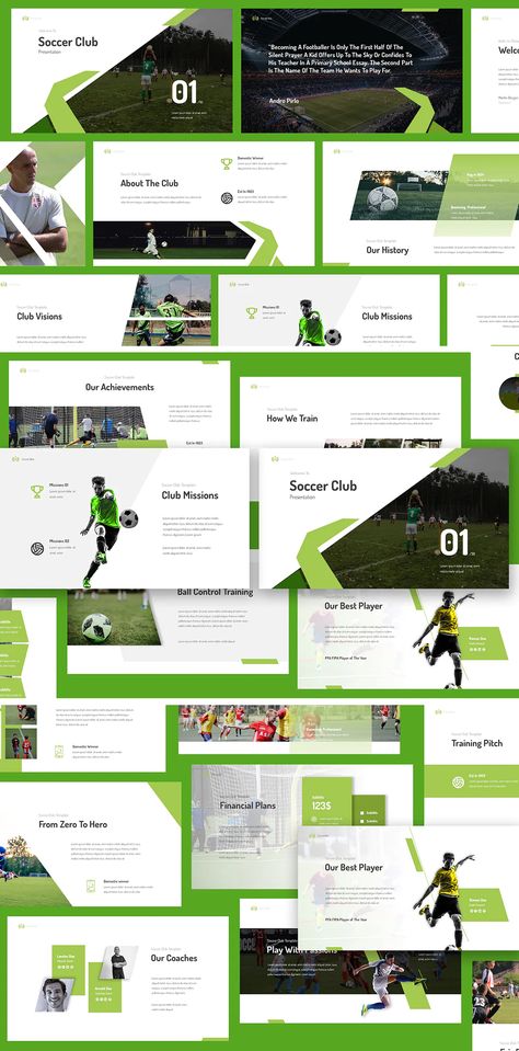 Football Presentation Ideas, Soccer Academy Design, Sports Presentation Design, Sports Presentation, Soccer Template, Soccer Tickets, Cool Powerpoint, Layout Editorial, Presentation Pictures