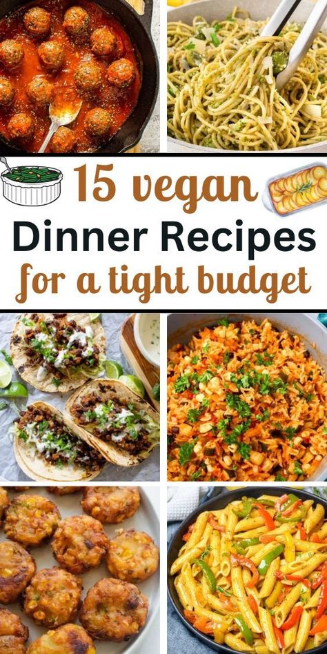 15 Vegan Recipes on a Budget Cheap Vegan Dinner Recipes, Budget Vegan Meals, Vegan Budget, Meals For Family, Cheap Vegetarian Meals, Budget Vegan, Vegetarian Party Food, Cheap Vegan Meals, Recipes On A Budget