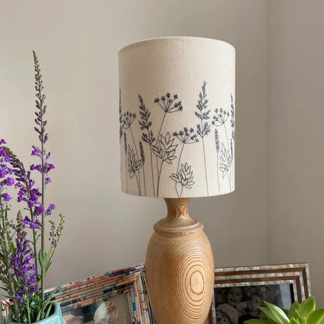 Embroidered Lampshade, Table Shade, Floral Lampshade, Ceiling Shades, Corrugated Cardboard, Embroidered Design, Lamp Shades, White Painting, Lampshades