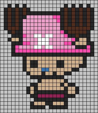 Alpha pattern #160725 | BraceletBook Chopper Perler Beads, Soul Eater Pixel Art, One Piece Perler Beads Pattern, One Piece Pixel Art Grid, One Piece Alpha Pattern, Large Pixel Art, One Piece Minecraft, Alpha Crochet Patterns, Pixel Art Manga