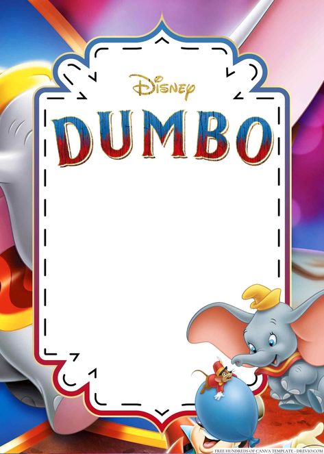 FREE Dumbo Birthday Invitation Templates Dumbo First Birthday Boy, Dumbo Birthday, Dumbo Birthday Party, Disney Dinner, Themed Drinks, Boy Boy, Theme Classroom, Birthday Party Planning, Colourful Balloons