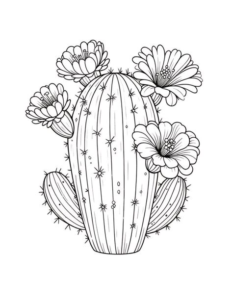 Cactus Drawings, Flower Coloring Pages For Kids, Cactus Outline, Train Sketch, Flower Coloring Sheets, Sunflower Coloring Pages, Printable Flower Coloring Pages, Cactus Drawing, Flowers Coloring