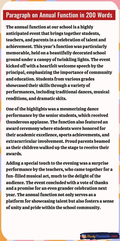 Paragraph on Annual Function in 200 Words School Ground, Welcome Speech, Annual Day, Traditional Dance, School Memories, Dance Performance, Twinkle Lights, How To Memorize Things, Parenting