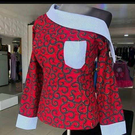 Ankara Blouse Styles, Ankara Top Styles, Ankara Blouses, Ankara Blouse, African Blouses, African Print Tops, African Print Dress Ankara, Short African Dresses, African Wear Dresses