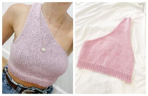 Strap Top Pattern, Knit Crop Top Pattern, Knit Shirt Pattern, Knit Top Pattern Free, Halter Top Pattern, Bralette Pattern, Knit Top Patterns, Summer Knit Tops, Crop Top Pattern