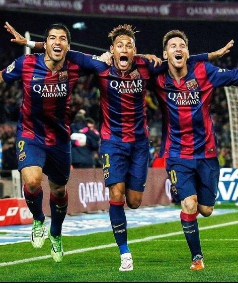 F.C. Barcelona Messi Neymar Suarez, Suarez Barcelona, Neymar Messi, Messi Neymar, Messi And Neymar, Football Legends, Neymar Jr, Fc Barcelona, Neymar