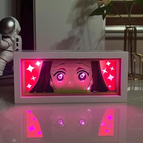 Anime Led Light Box Anime Paper Cut Light Box Handmade Manga 0 Demon Slayer Nezuko Kamado Anime Light Box Template, Anime Room Ideas Demon Slayer, Demon Slayer Room Decor, Manga Paper, Bedroom Desk Decor, Slayer Nezuko, Anime Lamp, Shadow Lamp, Demon Slayer Nezuko