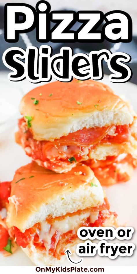 Air Fryer Pizza Burgers, Pepperoni Sliders Recipes, Air Fryer Hawaiian Roll Sliders, Air Fryer Sliders Recipes, Hawaiian Roll Pizza Sliders, Sliders In Air Fryer, Pizza Sliders Hawaiian Rolls, Air Fryer Lunch Recipes, Air Fryer Sliders