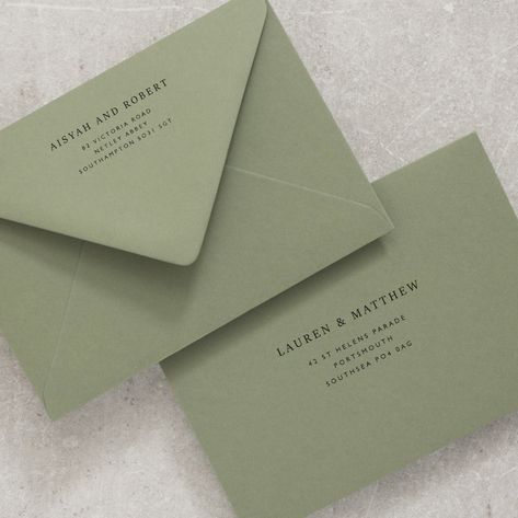 Olive Green Envelopes C6 5x7 or C5 Printed Envelopes Mid - Etsy Green Invitation, Olive Green Weddings, Green Invitations, Envelope Printing, Green Envelope, Green Wedding Invitations, Green Envelopes, Wedding Invitation Envelopes, Sage Color