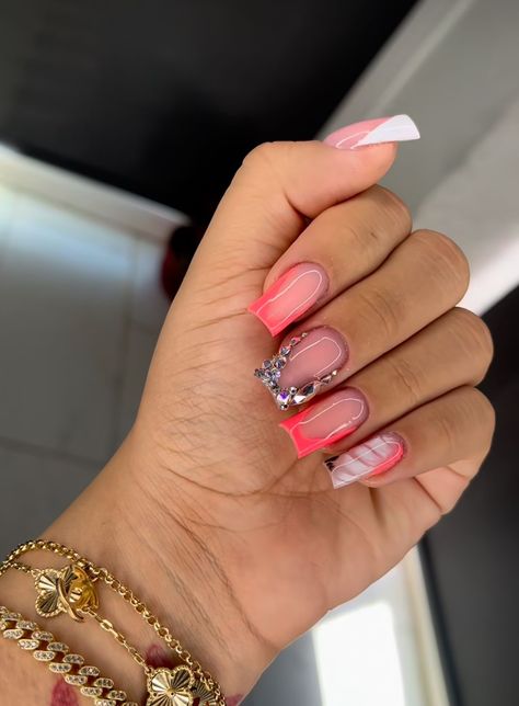 Nails French Tip With Design, French Tip With Design, Acrylic Nails French Tip, Croc Nails, Acrylic Nails French, Nails French Tip, Medium Nails, Acrylic Toe Nails, Girly Acrylic Nails