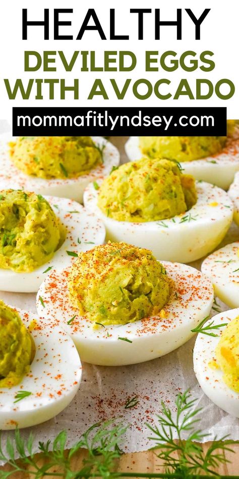 Avocado Deviled Eggs Recipe Best, Deviled Eggs With Avocado Recipe, Deviled Avocado Eggs, Avacodo Deviled Eggs Recipe, Deviled Eggs With Avocado, Avocado Breakfast Recipes, Traditional Deviled Eggs, Brunch Treats, Avocado Deviled Eggs Recipe