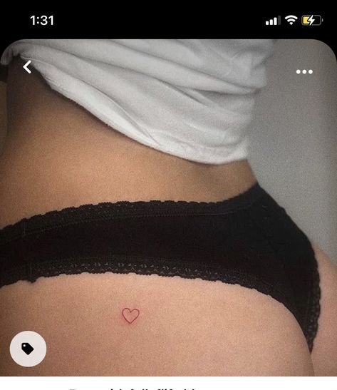 Bum Tattoo, Red Heart Tattoos, Tato Minimal, Hidden Tattoos, Hip Tattoos Women, Petite Tattoos, Red Ink Tattoos, Red Tattoos, Thigh Tattoos Women