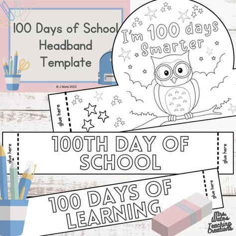 100 Days Of School Crown, 100th Day Activities, Crown Printable, Crown Template, 100 Days Smarter, Headband Crafts, Paper Crown, Crown Crafts, Craft Templates