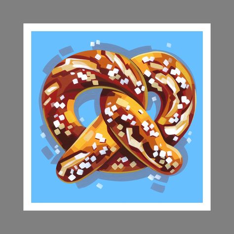 Pretzel - Signed 12” Prints | The Obanoth Blend Painting, Hannah Webb, Food Paintings, Cd Wall Art, Paint Inspo, Soft Pretzel, Food Advertising, Interior Painting, Soft Pretzels