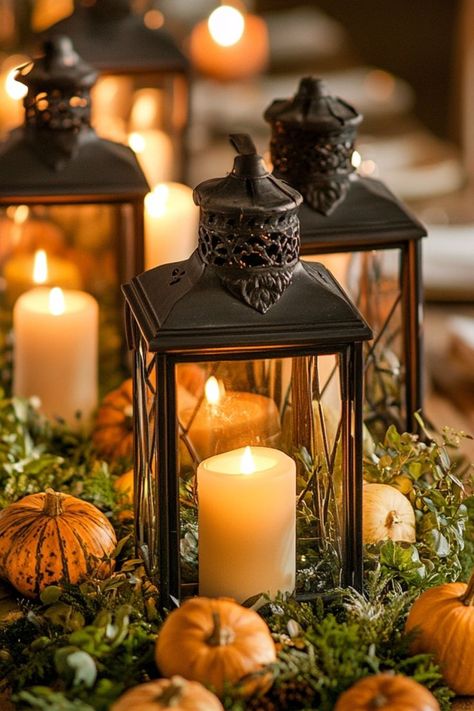 Style your Thanksgiving table with rustic lantern centerpieces for a warm, inviting glow. #ThanksgivingDecor #RusticStyle #HolidayCenterpieces Small Lantern Decor Ideas, Rustic Centerpiece Ideas, Diy Lantern Centerpieces, Centerpieces For Thanksgiving, Lantern Decor Ideas, Rustic Lantern Centerpieces, Candle Placement, Thanksgiving Tables, Rustic Decorations