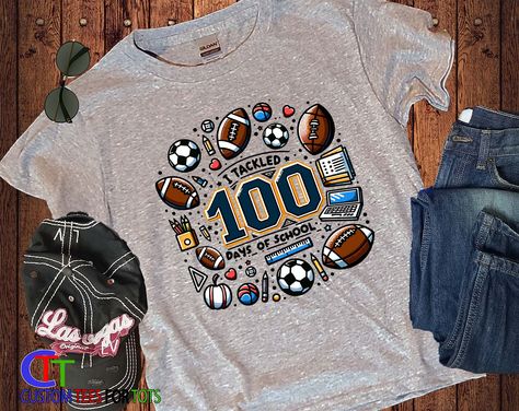 100 Days Of School Shirt, 100 Day Celebration, Hundred Days, Baseball Boys, Soccer Balls, School Sports, 100 Days Of School, Sports Theme, 100th Day