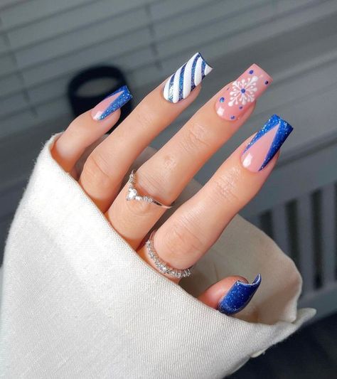 45 Classy Winter Nail Designs & Ideas Everyone Is Wearing (2023) Cute December Nails, December Nail Designs, Holiday Nails Winter, Nail Designs Ideas, December Nails, January Nails, Nails Winter, Blue Nail Designs, Winter Nail Designs