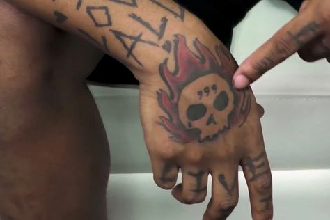 Angel Number Hand Tattoo, Juice Wrld Hand Tattoo, 999 Angel Number, Skull Hand Tattoo, Basic Tattoos, Hand And Finger Tattoos, Cute Hand Tattoos, Tiger Tattoo Design, Traditional Tattoo Sleeve