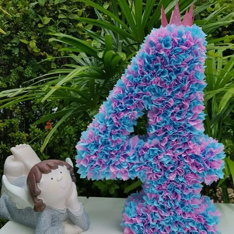 Number 4 Pinata, Diy Birthday Number, 2nd Birthday Pictures, Monster 1st Birthdays, Dollar Tree Gifts, Unicorn Birthday Party Decorations, Piñata Ideas, Diy Science Experiments, Diwali Decorations At Home