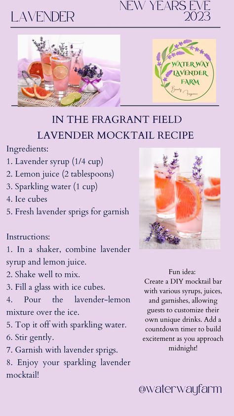 Lavender Lemonade Mocktail Recipe, Lavender Haze Mocktail, Lavender Mocktails Non Alcoholic, Mocktails Lavender, Lavender Drinks Non Alcoholic, Lavender Mocktail Recipe, Midsummer Food, Lavender Drinks, Summer Blessings