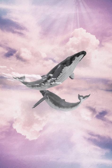 Conrad Resorts World Las Vegas — ArtLink Whale Flying Sky, Flying Whale Art, Whale Clouds, Sky Whale, Flying Whale, Douglas Adams, Surreal Collage, Whale Art, Type Photography