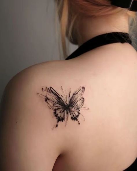 Unique Butterfly Tattoos, Butterfly Tattoo On Shoulder, Tato Minimal, Turtle Tattoo Designs, Butterfly Tattoos For Women, Back Of Shoulder Tattoo, Shoulder Tattoos For Women, Butterfly Tattoo Designs, Female Tattoo